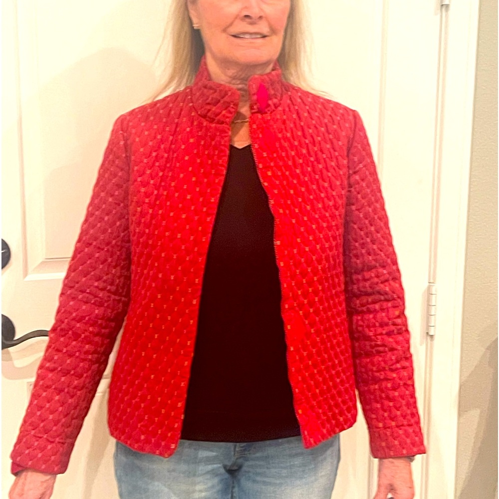 J McLaughlin red women’s short jacket with zipper
